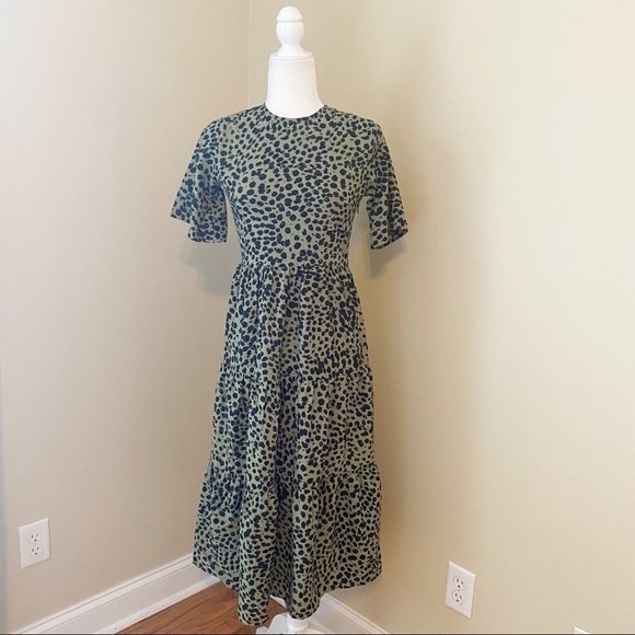 Nasty Gal NEW Tiered Midi Animal Print Green and Black Dress - 6 - Picture 10 of 10
